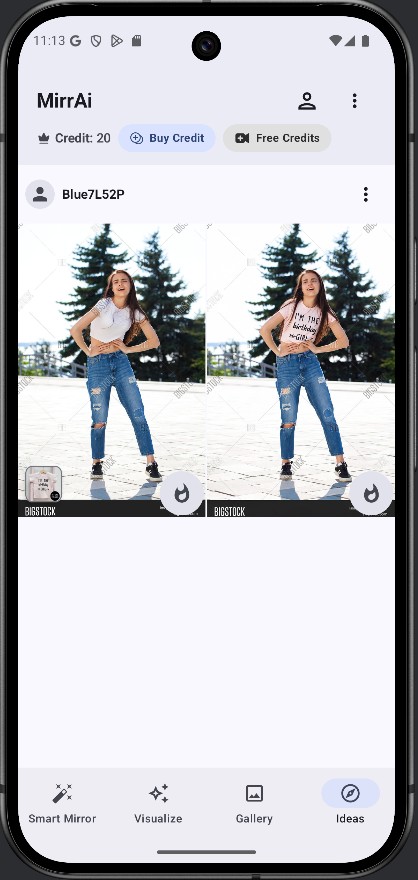 MirrAi app screenshot - Gallery